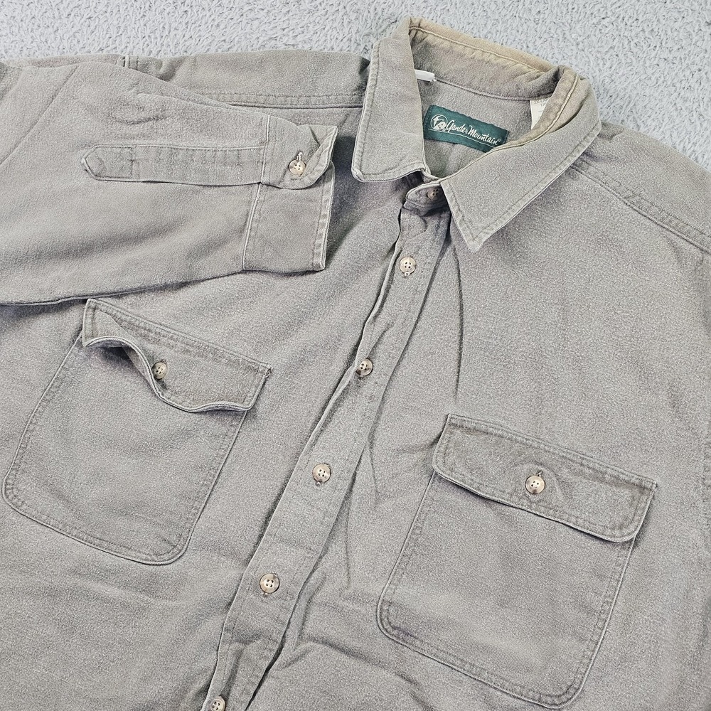 Gander‎ Mountain Shirt Mens 2XL Tall Gray Chamois Button Down Long Sleeve Casual